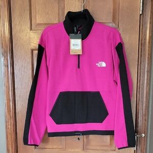 The North Face Magenta and Black Quarter-Zip Pullover